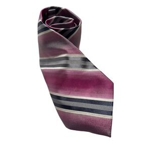 Calvin Klein Silk Extra Long Striped Men's Tie Purple, Black, Gray